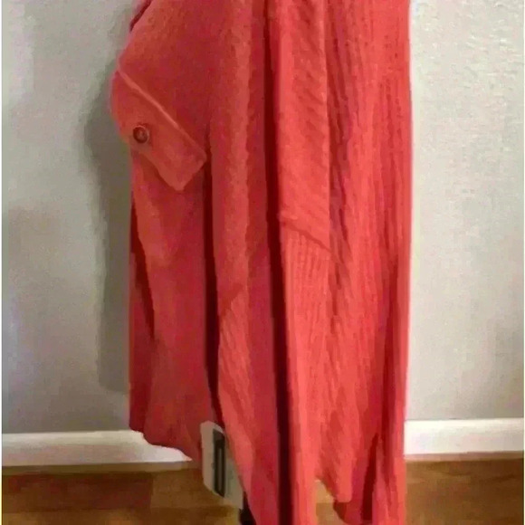 Frye and Company Women’s Button Up Long Sleeve Waffle Knit Orange Shirt 1X NWT - Picture 3 of 7